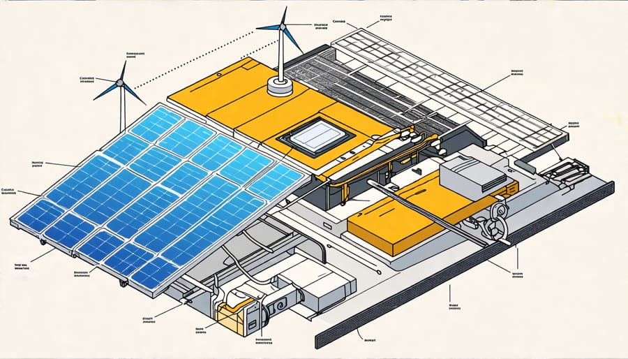 PV module components including solar cells, glass, encapsulant, backsheet, and frame