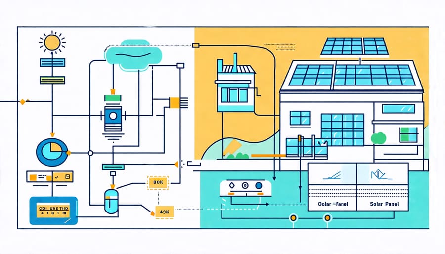 Diagram illustrating how AI algorithms optimize the design of solar panels