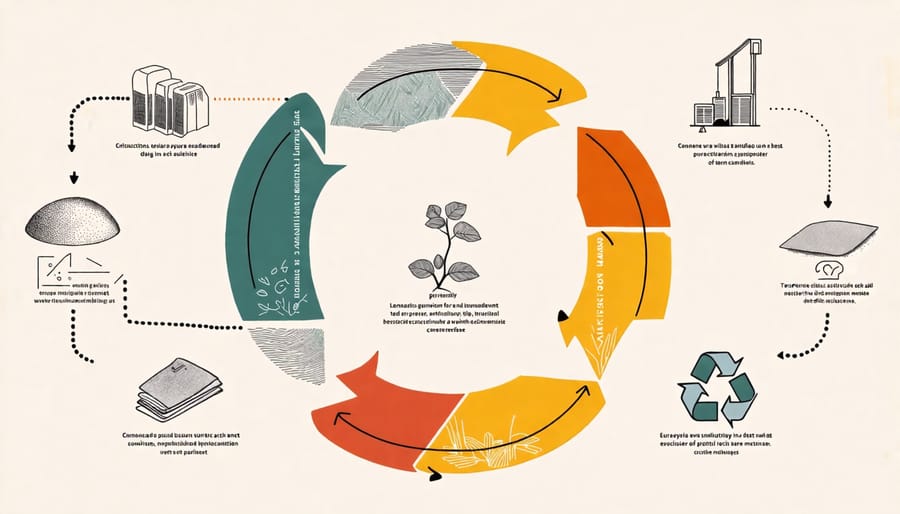 Diagram illustrating the principles and flow of circular economy recycling