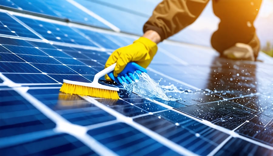 Cleaning solar panels to remove dust and debris