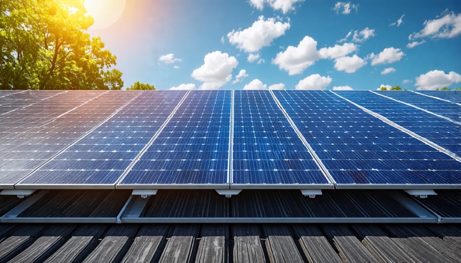 Side-by-side images showing a dirty solar panel and a clean solar panel