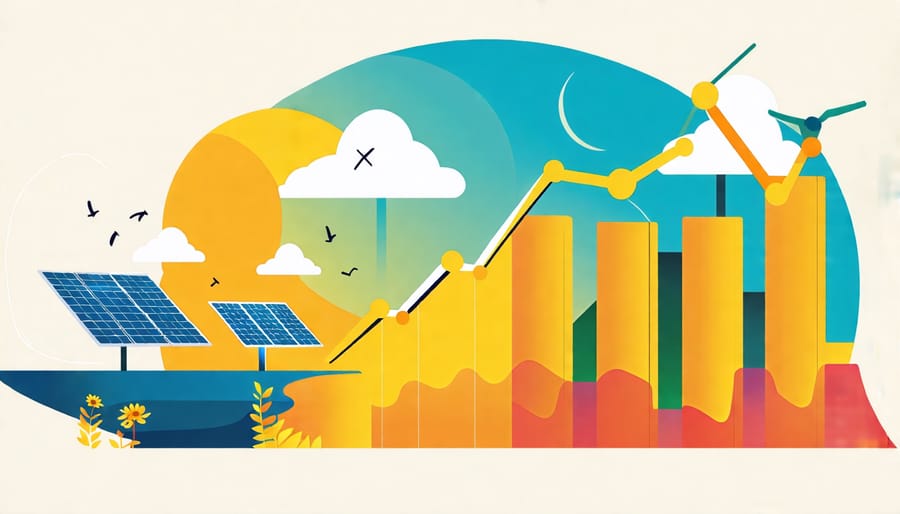 Line graph showing the increase in adoption of solar energy in residential and commercial sectors over the past decade