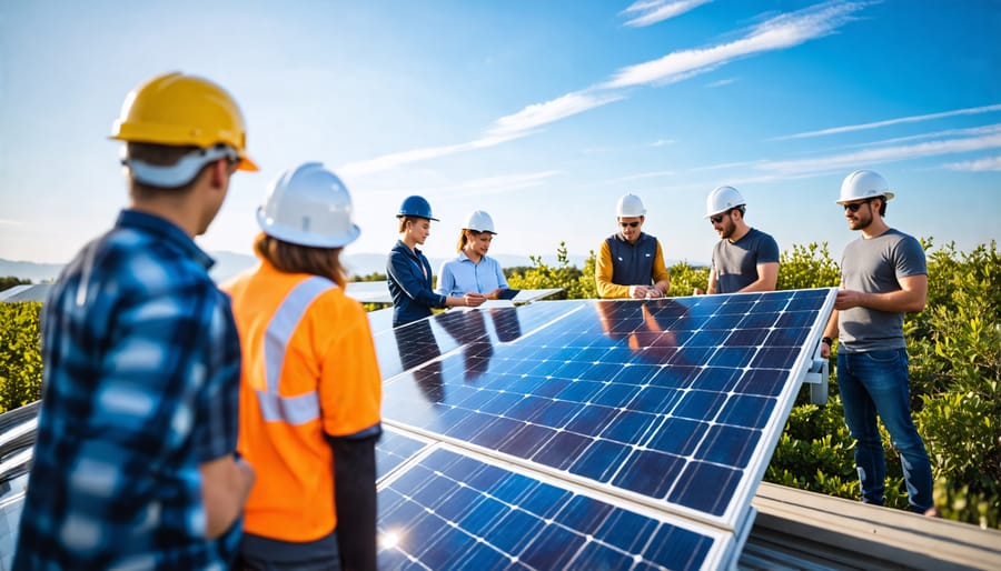 Solar company employees participating in an educational workshop