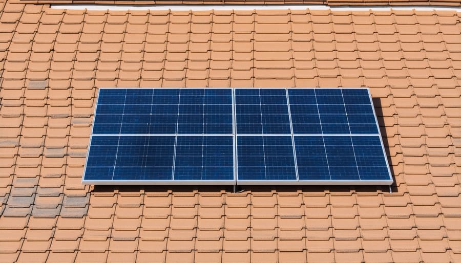 Solar roof tiles seamlessly integrated into a residential roof